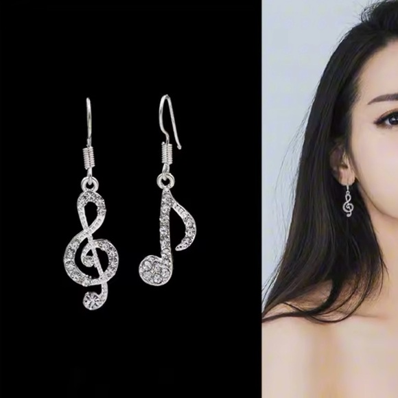 Music Notes Crystal Earrings - Picture 2 of 3